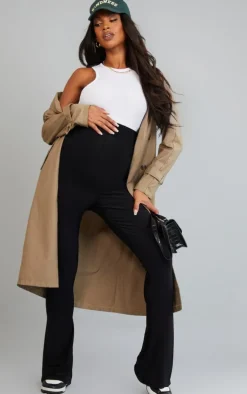 Maternity Black Disco Over Bump Flared Pants