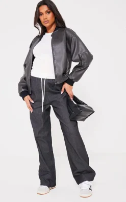 Maternity Black Elasticated Drawstring Wide Leg Pant