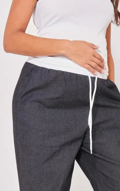 Maternity Black Elasticated Drawstring Wide Leg Pant