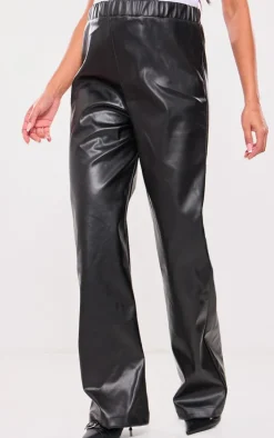 Maternity Black Elasticated Faux Leather Pants
