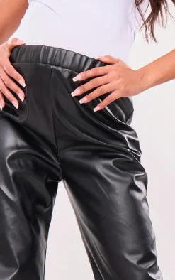Maternity Black Elasticated Faux Leather Pants