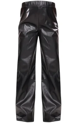 Maternity Black Elasticated Faux Leather Pants