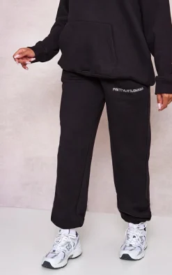 Maternity Black Embroidered Pretty Little Mama Sweatpants
