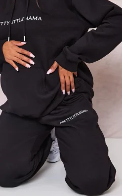 Maternity Black Embroidered Pretty Little Mama Sweatpants