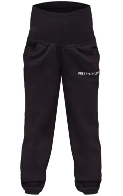 Maternity Black Embroidered Pretty Little Mama Sweatpants