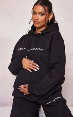 Maternity Black Embroidered PrettyLittleMama Hoodie