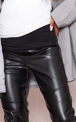 Maternity Black Faux Leather Over Bump Leggings