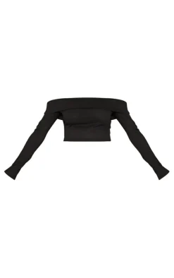 Maternity Black Fold Over Bardot Top