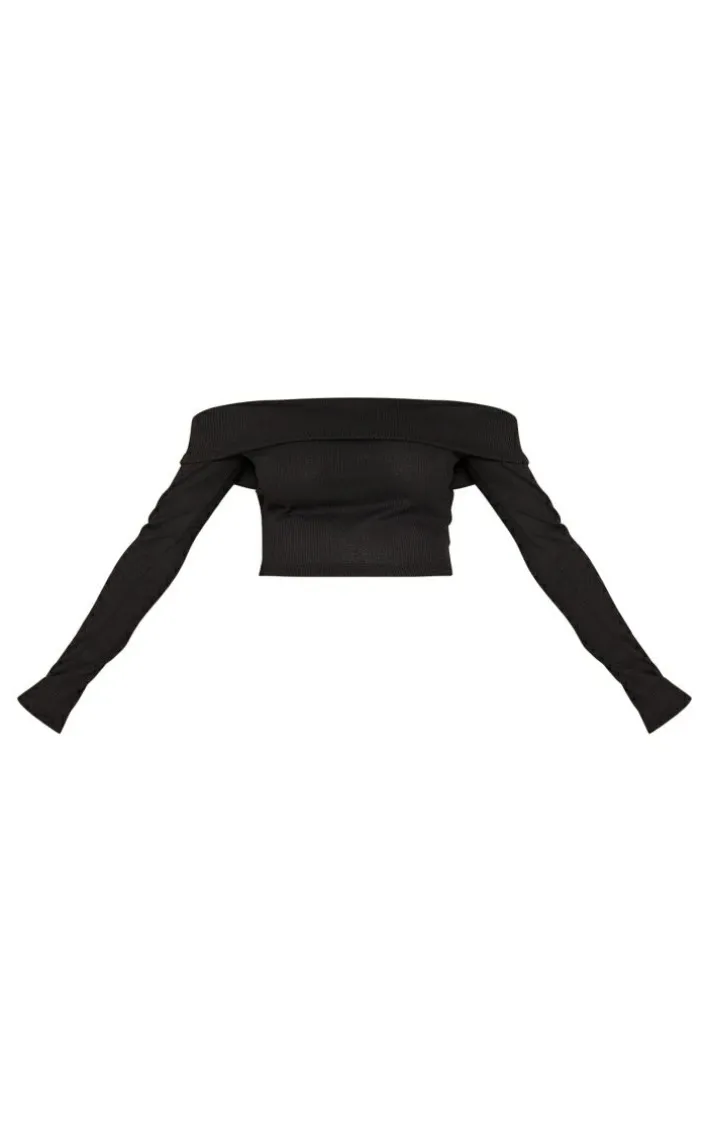 Maternity Black Fold Over Bardot Top