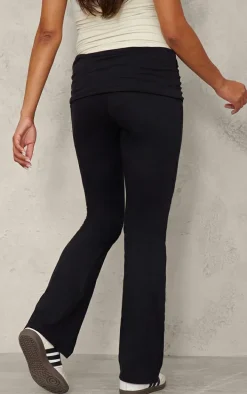 Maternity Black Fold Over Flared Leggings