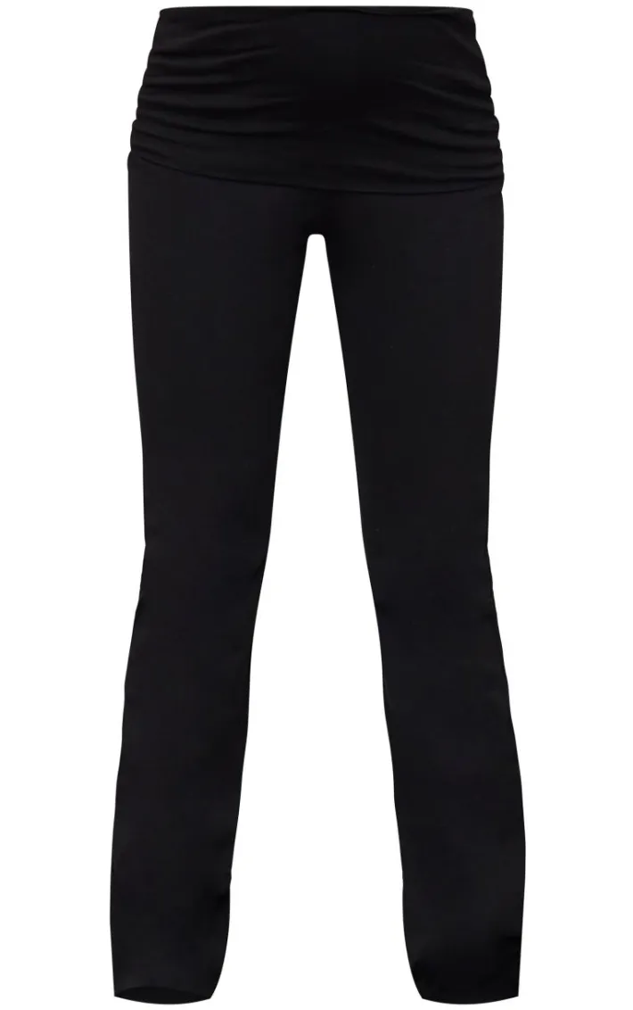 Maternity Black Fold Over Flared Leggings