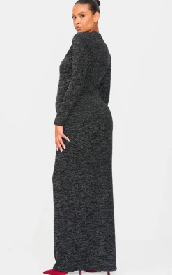 Maternity Black Glitter Long Sleeve Maxi Dress