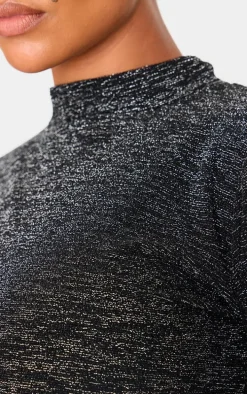 Maternity Black Glitter Long Sleeve Maxi Dress