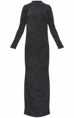 Maternity Black Glitter Long Sleeve Maxi Dress