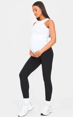 Maternity Black High Waist Slinky Leggings