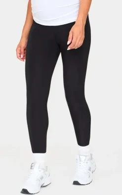 Maternity Black High Waist Slinky Leggings