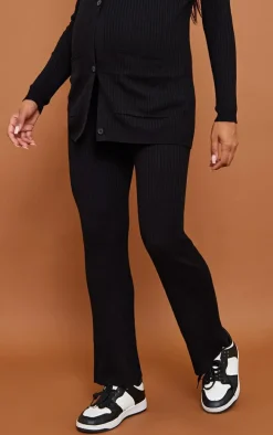 Maternity Black Knit Flared Pants