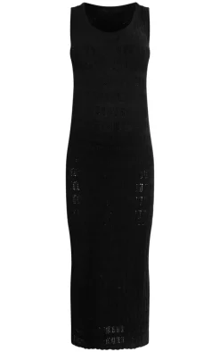 Maternity Black Knit Scoop Neck Midaxi Dress