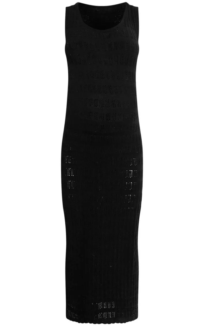 Maternity Black Knit Scoop Neck Midaxi Dress