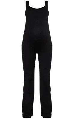 Maternity Black Knitted Square Neck Jumpsuit