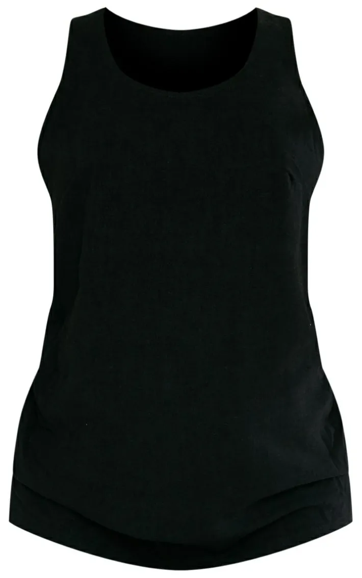Maternity Black Linen Look Longline Top