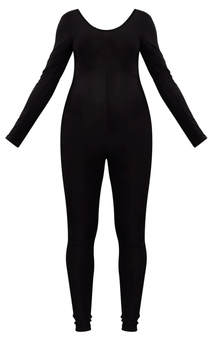 Maternity Black Long Sleeve Slinky Jumpsuit