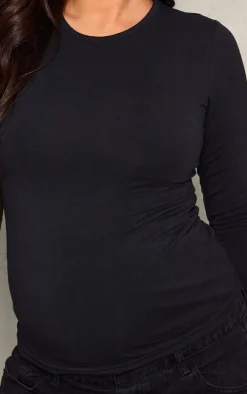 Maternity Black Long Sleeve Basic Fitted Top