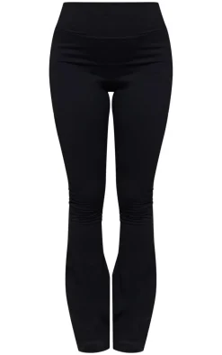 Maternity Black Low Rise Fold Over Waist Snatched Sculpt Flared Pants