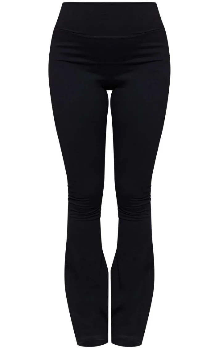 Maternity Black Low Rise Fold Over Waist Snatched Sculpt Flared Pants