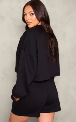 Maternity Black Oversized Elasticated Sweatshirt