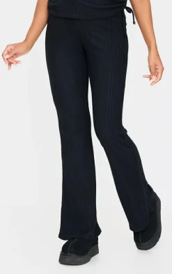 Maternity Black Rib Flare Pants