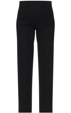 Maternity Black Rib Knit Flared Pants
