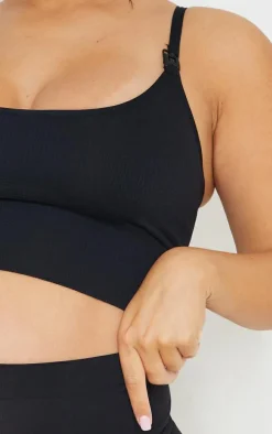Maternity Black Seamless Strappy Nursing Bra