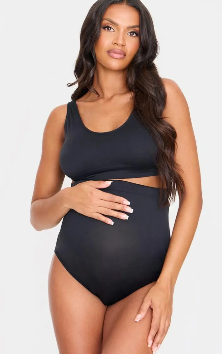 Maternity Black Seamless Scoop Neck Bralette