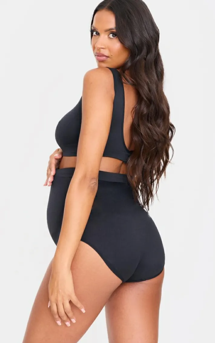 Maternity Black Seamless Scoop Neck Bralette