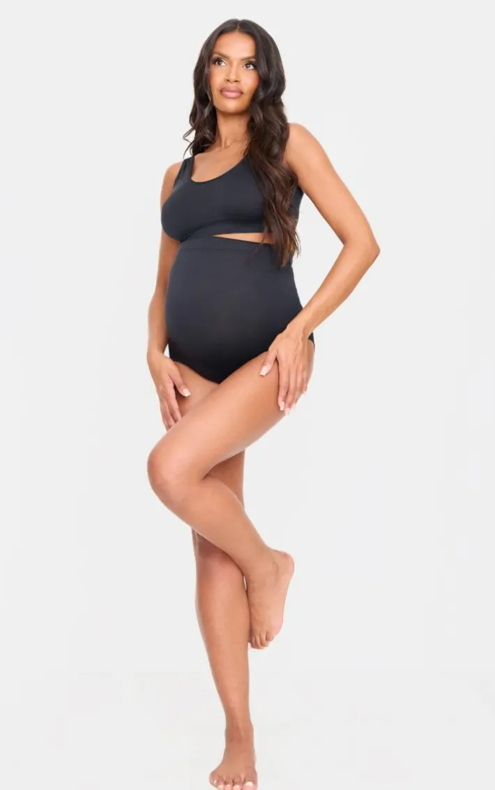 Maternity Black Seamless Scoop Neck Bralette