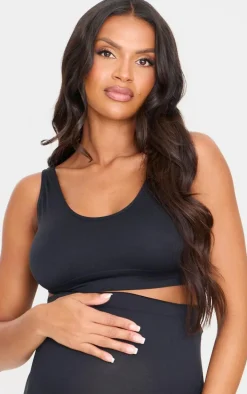 Maternity Black Seamless Scoop Neck Bralette