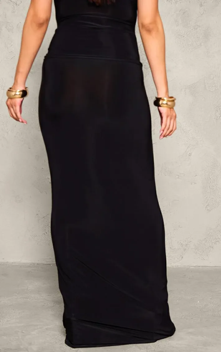 Maternity Black Slinky Maxi Skirt