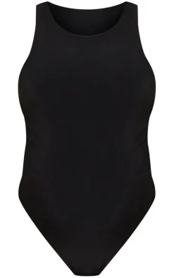 Maternity Black Slinky Racer Neck Sleeveless Bodysuit