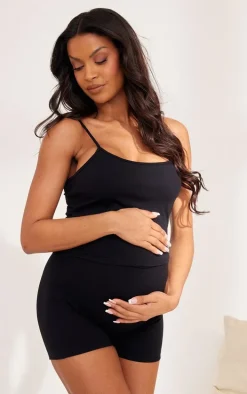 Maternity Black Snatched Sculpt Crop Top
