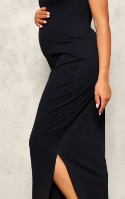 Maternity Black Snatched Sculpt Racer Bodycon Maxi Dress