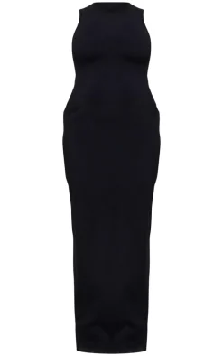 Maternity Black Snatched Sculpt Racer Bodycon Maxi Dress