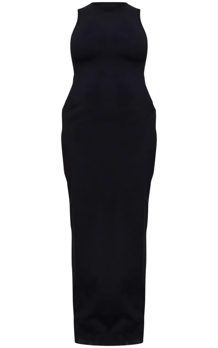 Maternity Black Snatched Sculpt Racer Bodycon Maxi Dress