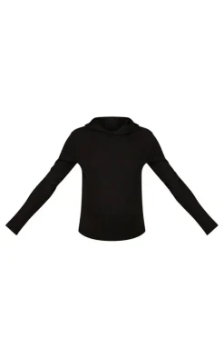 Maternity Black Soft Rib Hoodie