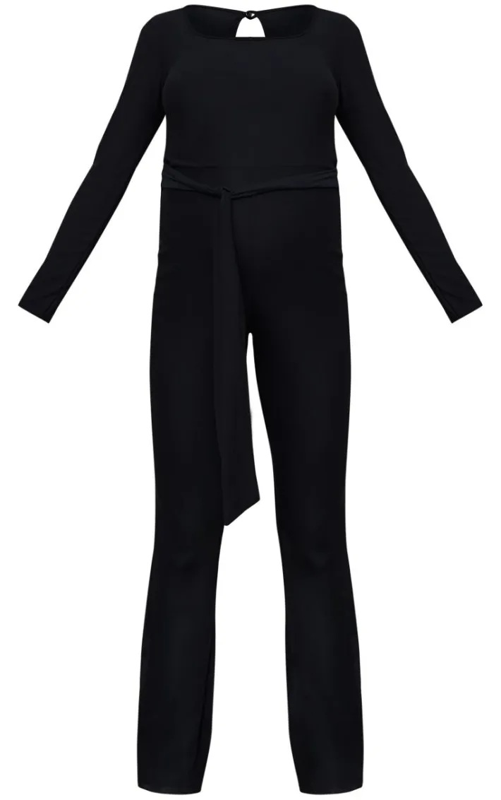 Maternity Black Soft Touch Tie Front Jumpsuit