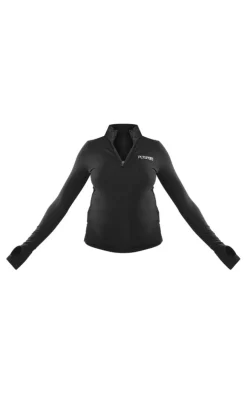 Maternity Black Sport Half Zip Up Top