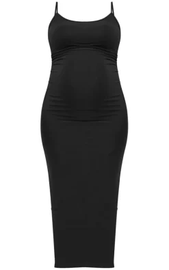 Maternity Black Strappy Soft Touch Maxi Dress