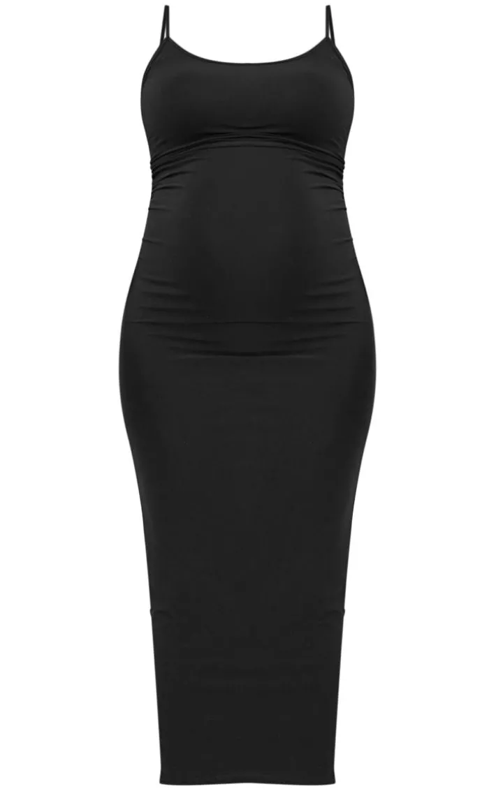 Maternity Black Strappy Soft Touch Maxi Dress