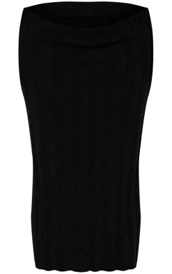 Maternity Black Thick Rib Knitted Midaxi Skirt