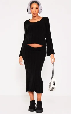 Maternity Black Thick Rib Knitted Long Sleeve Sweater